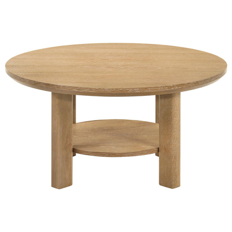  Coaster Furniture Ottowa 706298 36-inch Round Wood Coffee Table - Light Oak IMAGE 5