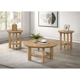  Coaster Furniture Ottowa 706298-S3 3-piece Round Wood Coffee Table Set - Light Oak IMAGE 2