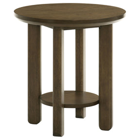  Coaster Furniture Ottowa 706307 22-Inch Round Wood End Table with Shelf - Brown IMAGE 1