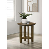  Coaster Furniture Ottowa 706307 22-Inch Round Wood End Table with Shelf - Brown IMAGE 2