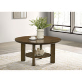  Coaster Furniture Ottowa 706308 35-inch Round Wood Coffee Table - Brown IMAGE 2