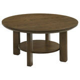  Coaster Furniture Ottowa 706308 35-inch Round Wood Coffee Table - Brown IMAGE 3