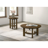  Coaster Furniture Ottowa 706308-S2 2-piece Round Wood Coffee Table Set - Brown IMAGE 2