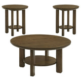  Coaster Furniture Ottowa 706308-S3 3-piece Round Wood Coffee Table Set - Brown IMAGE 1