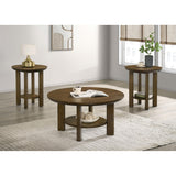  Coaster Furniture Ottowa 706308-S3 3-piece Round Wood Coffee Table Set - Brown IMAGE 2