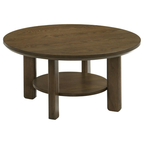  Coaster Furniture Ottowa 706308-S3 3-piece Round Wood Coffee Table Set - Brown IMAGE 6