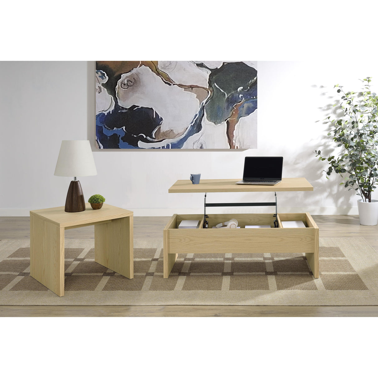  Coaster Furniture Canoga 706348 Engineered Wood Lift Top Coffee Table - Light Oak IMAGE 12