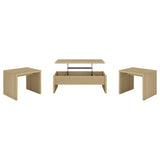  Coaster Furniture Canoga 706348-S3 3-piece Lift Top Cocktail Coffee Table Set - Light Oak IMAGE 1