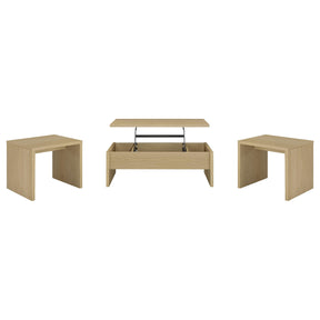  Coaster Furniture Canoga 706348-S3 3-piece Lift Top Cocktail Coffee Table Set - Light Oak IMAGE 1