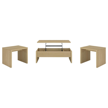  Coaster Furniture Canoga 706348-S3 3-piece Lift Top Cocktail Coffee Table Set - Light Oak IMAGE 1