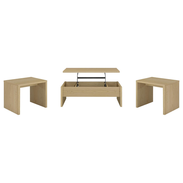  Coaster Furniture Canoga 706348-S3 3-piece Lift Top Cocktail Coffee Table Set - Light Oak IMAGE 1