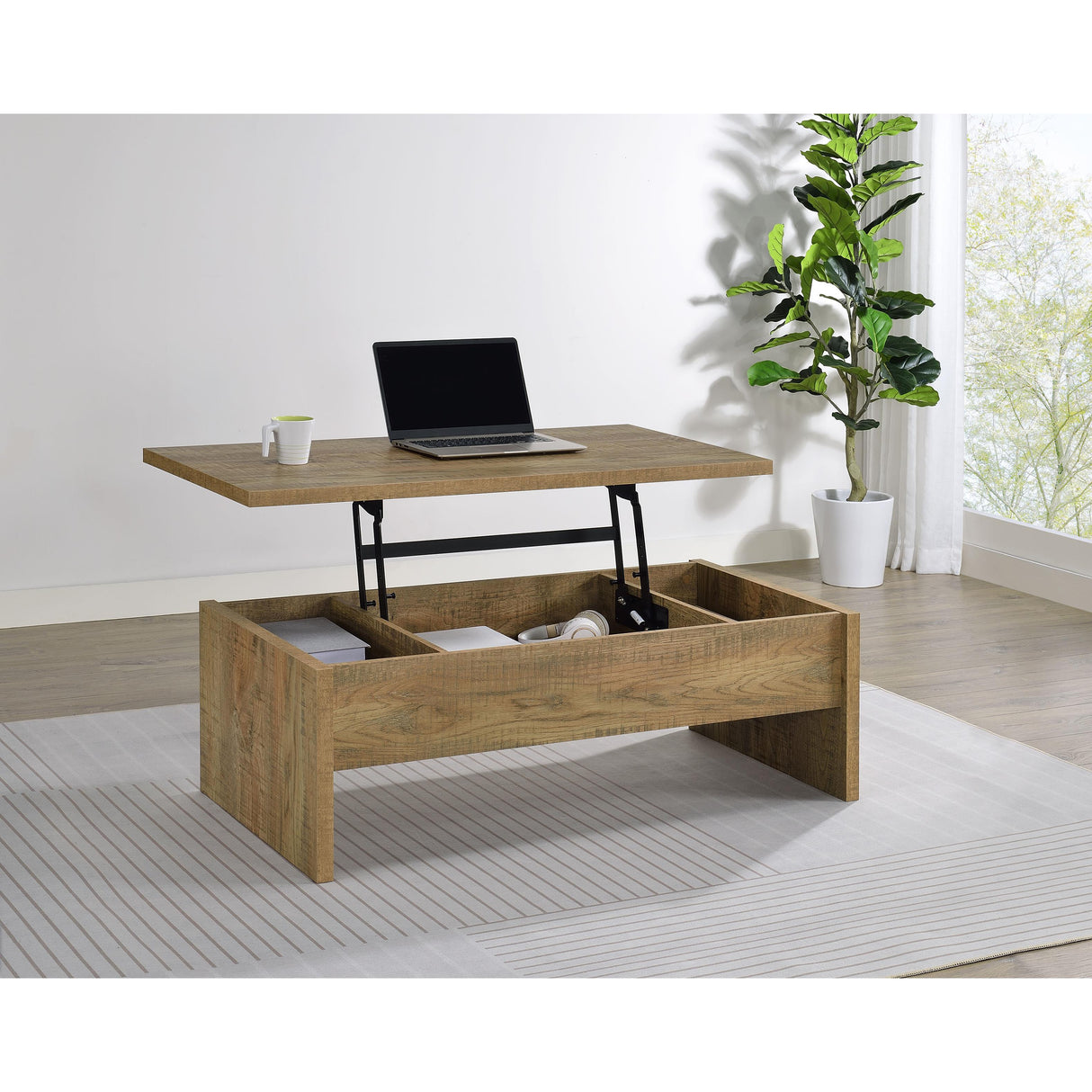  Coaster Furniture Canoga 706358 Engineered Wood Lift Top Coffee Table - Mango IMAGE 4