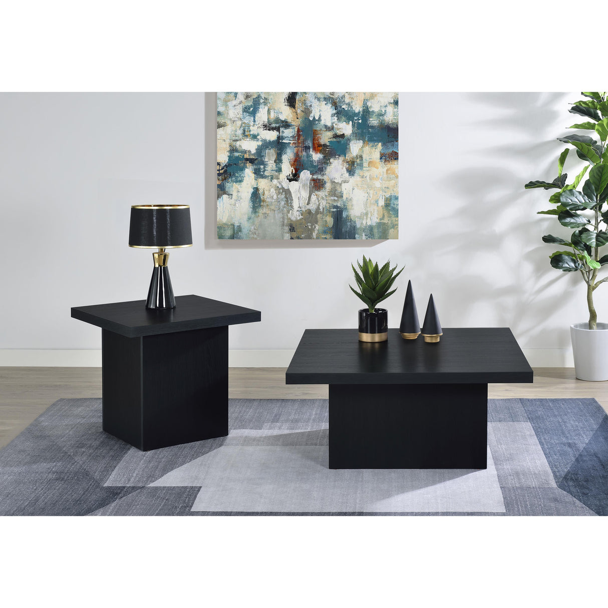  Coaster Furniture Devar 706408 Square Engineered Wood Coffee Table - Black IMAGE 8