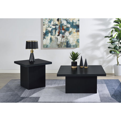  Coaster Furniture Devar 706408-S2 2-piece Square Cocktail Coffee End Table Set - Black IMAGE 2