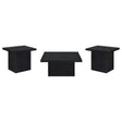  Coaster Furniture Devar 706408-S3 3-piece Square Cocktail Coffee End Table Set - Black IMAGE 1