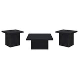  Coaster Furniture Devar 706408-S3 3-piece Square Cocktail Coffee End Table Set - Black IMAGE 1