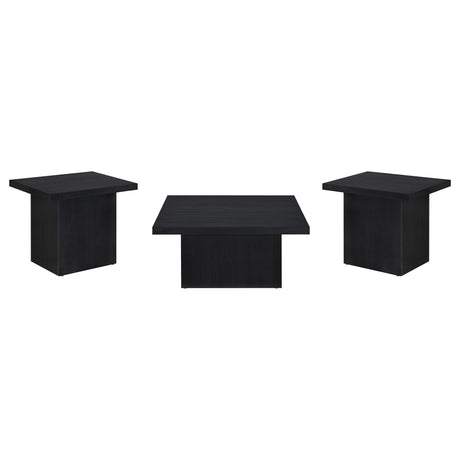  Coaster Furniture Devar 706408-S3 3-piece Square Cocktail Coffee End Table Set - Black IMAGE 1
