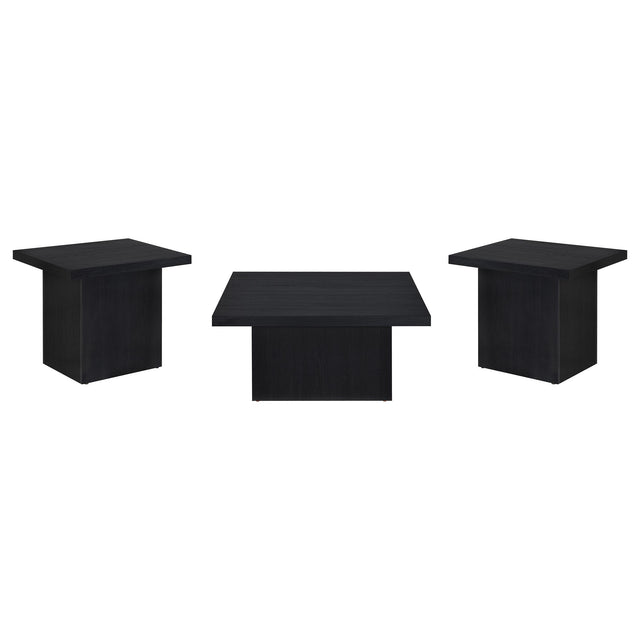  Coaster Furniture Devar 706408-S3 3-piece Square Cocktail Coffee End Table Set - Black IMAGE 1