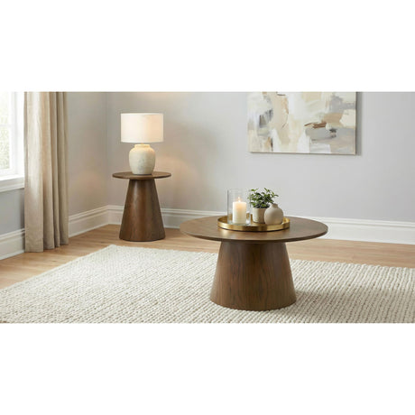  Coaster Furniture Franklin 706437 Round Wood Pedestal End Table - Dark Brown IMAGE 7