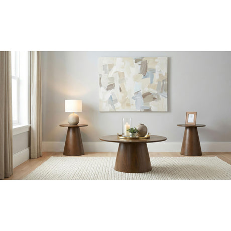  Coaster Furniture Franklin 706438-S3 3-piece Round Pedestal Coffee Table Set - Dark Brown IMAGE 2