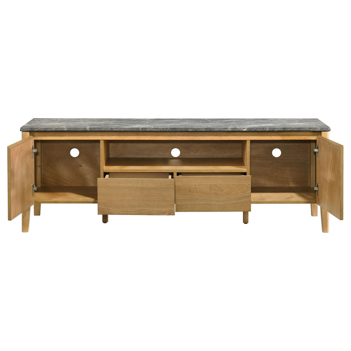  Coaster Furniture Bradley 706442 63-inch 2-Door SmartTop TV Stand - Grey/Natural IMAGE 9