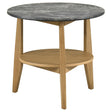  Coaster Furniture Bradley 706447 Round SmartTop Side Table - Grey/Natural IMAGE 1