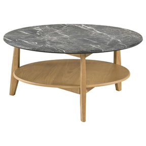  Coaster Furniture Bradley 706448 Round SmartTop Coffee Table - Grey/Natural IMAGE 1