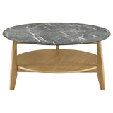  Coaster Furniture Bradley 706448 Round SmartTop Coffee Table - Grey/Natural IMAGE 2