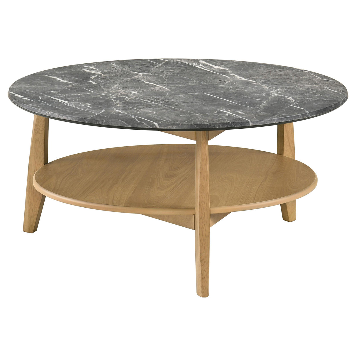  Coaster Furniture Bradley 706448-S2 2-Piece Round SmartTop Coffee Table Set - Grey/Natural IMAGE 3