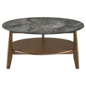  Coaster Furniture Bradley 706458 Round SmartTop Coffee Table - Smokey Grey/Brown IMAGE 1