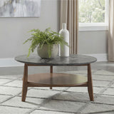  Coaster Furniture Bradley 706458 Round SmartTop Coffee Table - Smokey Grey/Brown IMAGE 4