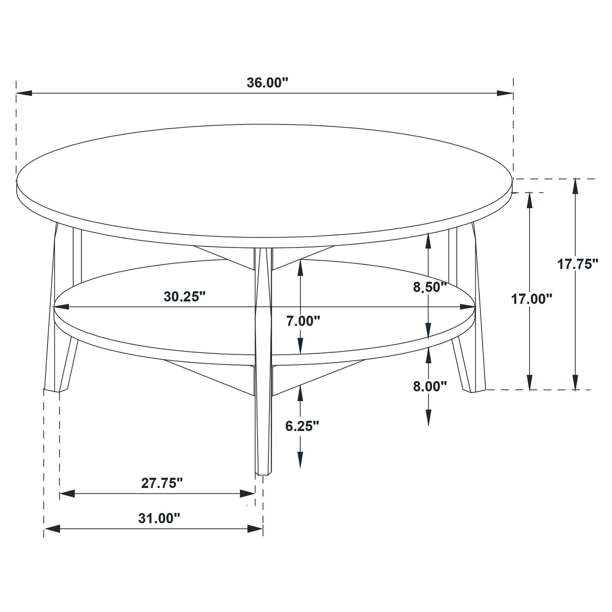  Coaster Furniture Bradley 706458 Round SmartTop Coffee Table - Smokey Grey/Brown IMAGE 9