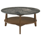  Coaster Furniture Bradley 706458-S2 2-Piece Round SmartTop Coffee Table Set Smokey and Brown - Smokey Grey/Brown IMAGE 5