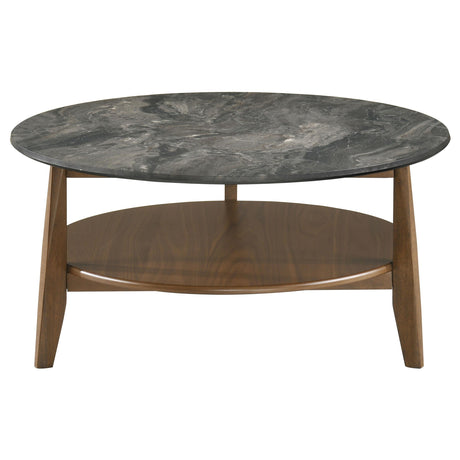  Coaster Furniture Bradley 706458-S2 2-Piece Round SmartTop Coffee Table Set Smokey and Brown - Smokey Grey/Brown IMAGE 7