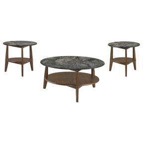  Coaster Furniture Bradley 706458-S3 3-Piece Round SmartTop Coffee Table Set Smokey and Brown - Smokey Grey/Brown IMAGE 1