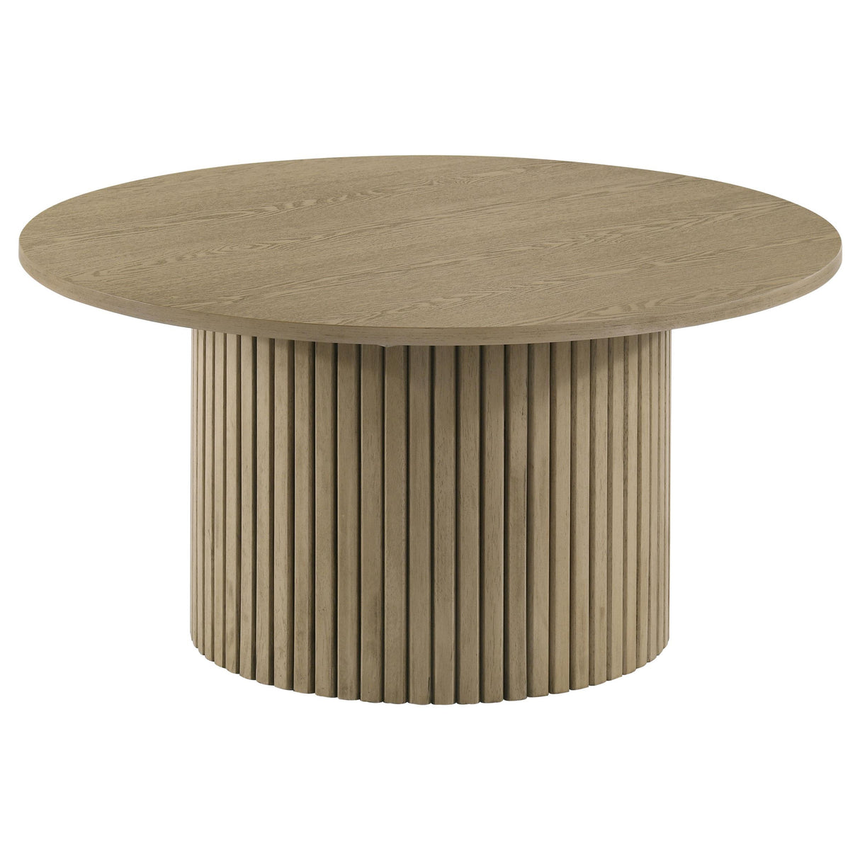  Coaster Furniture Hamlyn 706498 Round Fluted Occasional Coffee Table - Natural Oak IMAGE 1