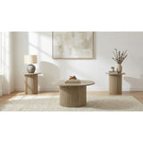  Coaster Furniture Hamlyn 706498-S3 3-piece Round Fluted Coffee and End Table Set - Natural Oak IMAGE 2