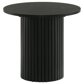  Coaster Furniture Hamlyn 706507 Round Fluted Occasional End Table - Black IMAGE 1