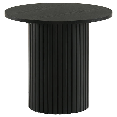  Coaster Furniture Hamlyn 706507 Round Fluted Occasional End Table - Black IMAGE 1
