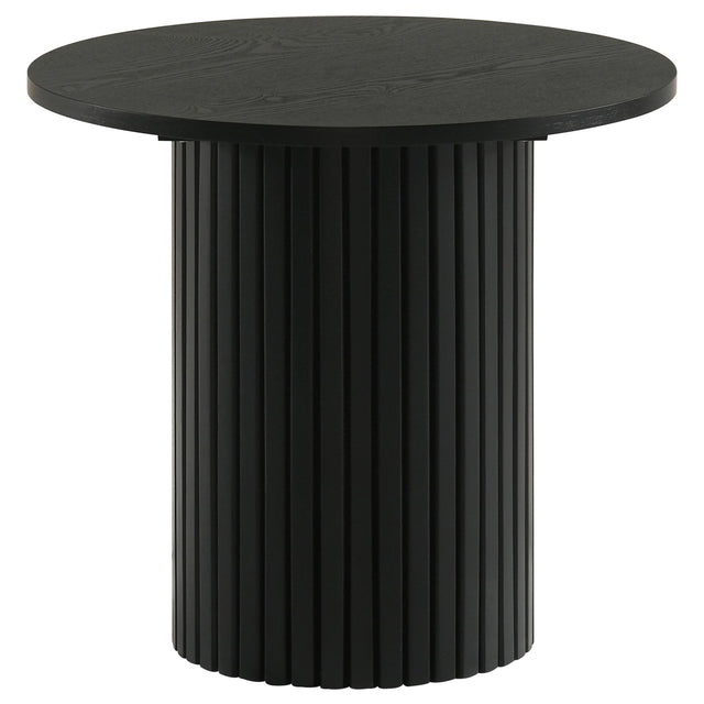  Coaster Furniture Hamlyn 706507 Round Fluted Occasional End Table - Black IMAGE 1