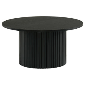  Coaster Furniture Hamlyn 706508 Round Fluted Occasional Coffee Table - Black IMAGE 1