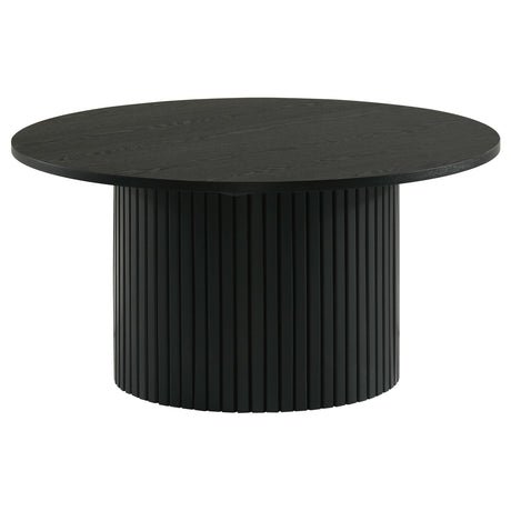  Coaster Furniture Hamlyn 706508 Round Fluted Occasional Coffee Table - Black IMAGE 1