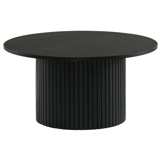  Coaster Furniture Hamlyn 706508 Round Fluted Occasional Coffee Table - Black IMAGE 1