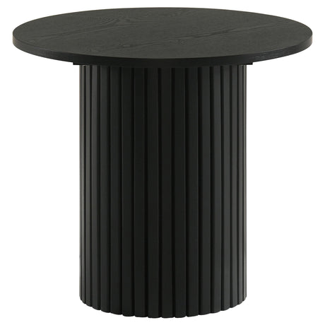  Coaster Furniture Hamlyn 706508-S2 2-piece Round Fluted Coffee and End Table Set - Black IMAGE 7