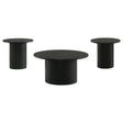  Coaster Furniture Hamlyn 706508-S3 3-piece Round Fluted Coffee and End Table Set - Black IMAGE 1