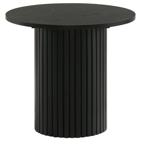  Coaster Furniture Hamlyn 706508-S3 3-piece Round Fluted Coffee and End Table Set - Black IMAGE 6