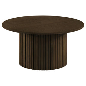  Coaster Furniture Hamlyn 706518 Round Fluted Occasional Coffee Table - Walnut IMAGE 1