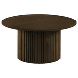  Coaster Furniture Hamlyn 706518-S3 3-piece Round Fluted Coffee and End Table Set - Walnut IMAGE 5