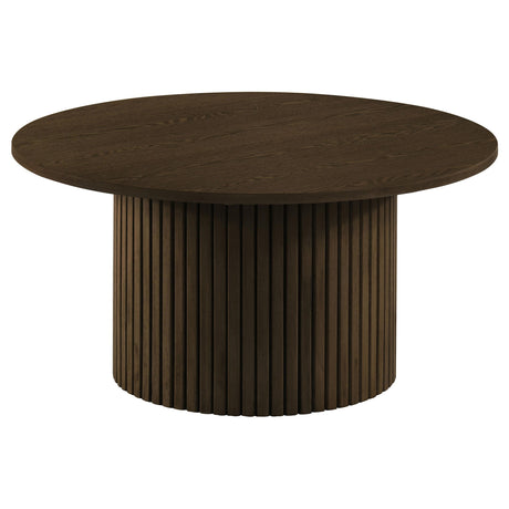  Coaster Furniture Hamlyn 706518-S3 3-piece Round Fluted Coffee and End Table Set - Walnut IMAGE 5