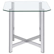  Coaster Furniture Cronin 706567 Square Tempered Glass Top End Table - Chrome IMAGE 1